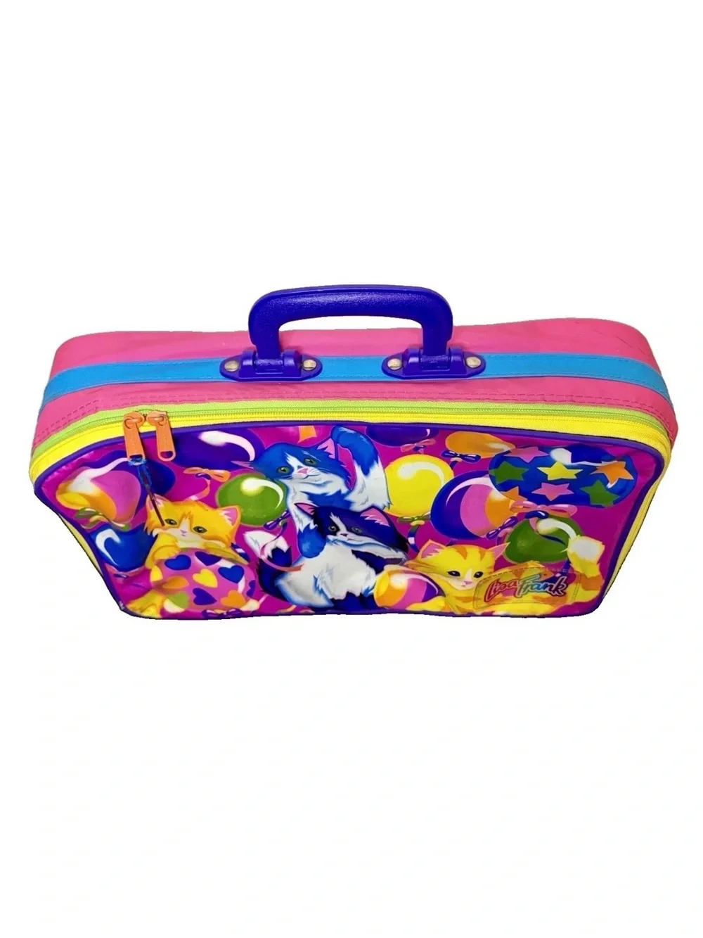 RARE 90s Kittens & Balloons Small Suitcase Lisa Frank Overnight Bag w/ Handle